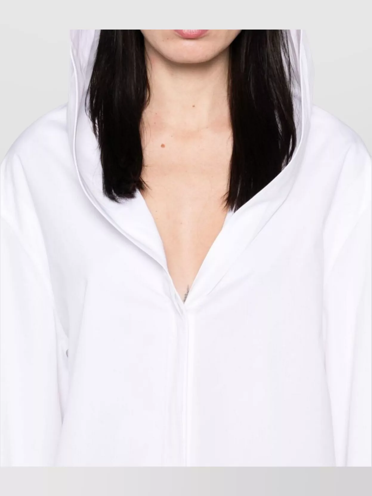Alaïa Poplin Hooded Shirt Curved Hem