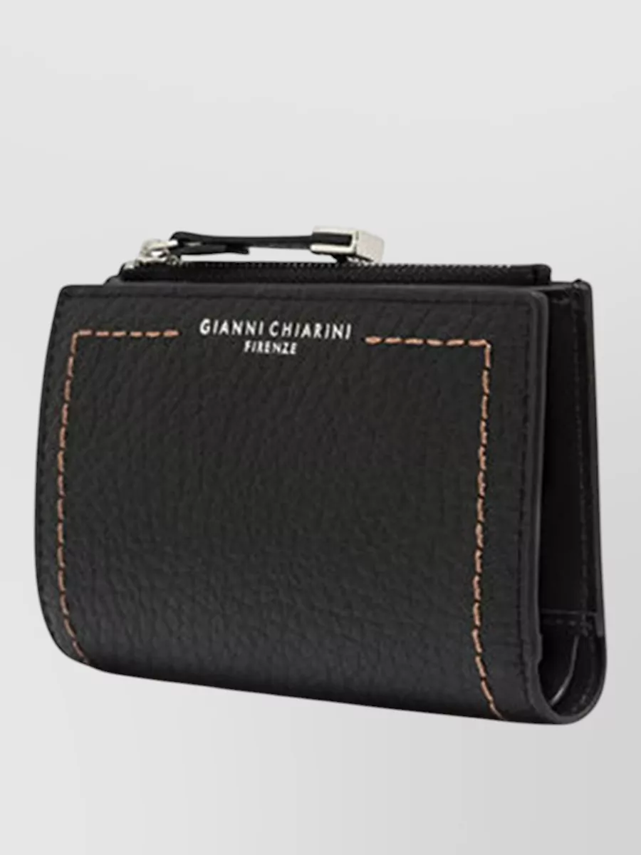 Gianni Chiarini Bubble Stitch Texture Leather Zip Wallet