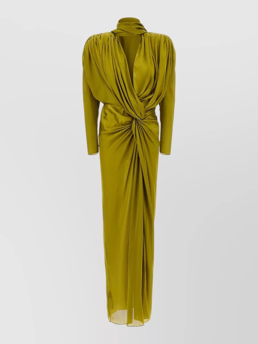 Balmain silk draped knotted maxi dress