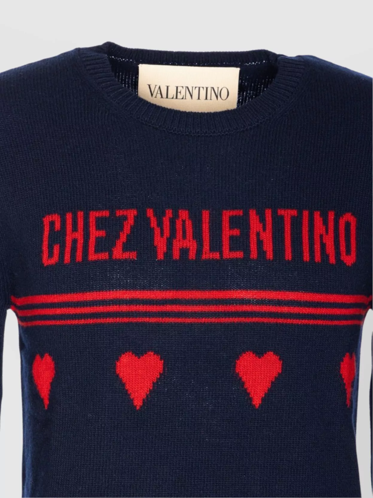 Valentino Garavani Crewneck Graphic Design Sweater With Textured Knit