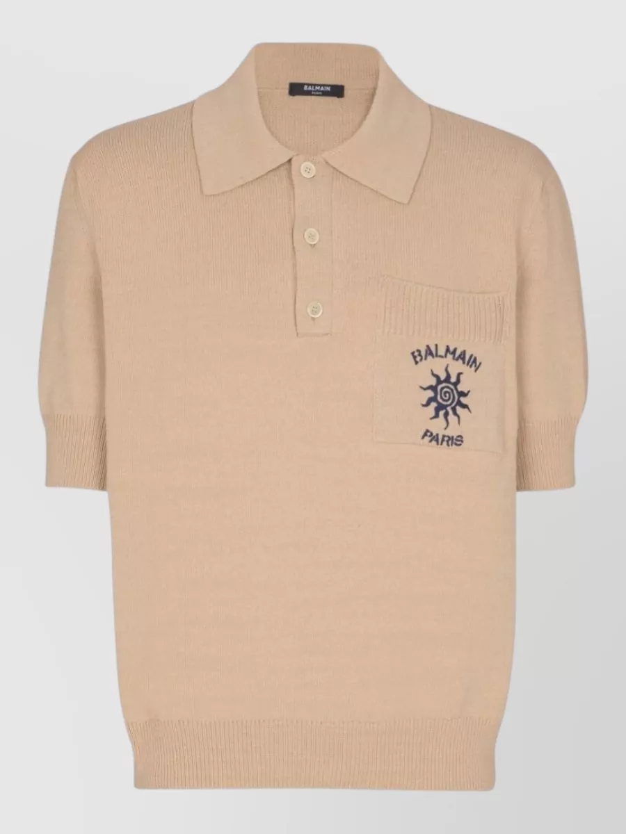Balmain Ribbed short-sleeve polo shirt