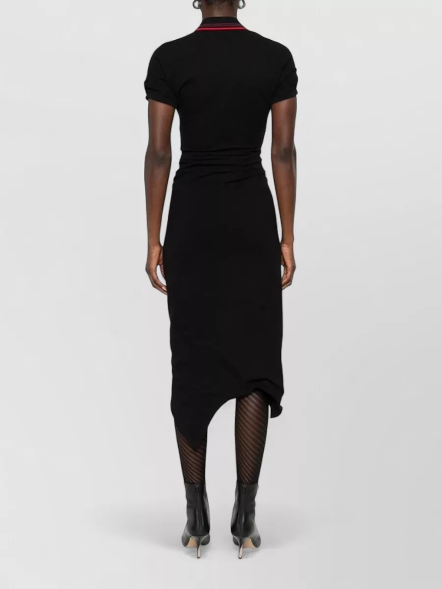 Vivienne Westwood Cotton V-Neck Asymmetric Ruffled Midi Dress