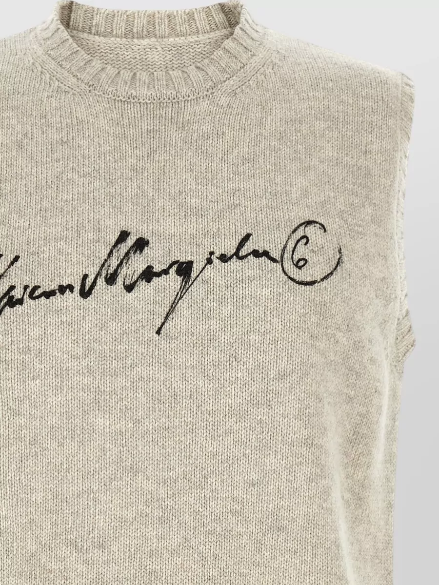 Mm6 Maison Margiela Wool Logo-Print Sleeveless Jumper
