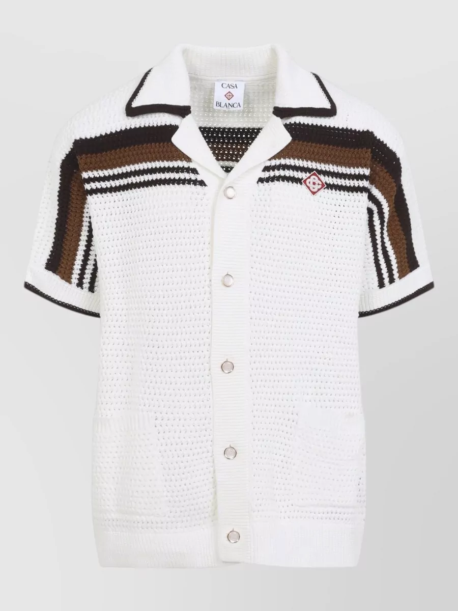 Casablanca Crochet-Knit Short-Sleeve Shirt