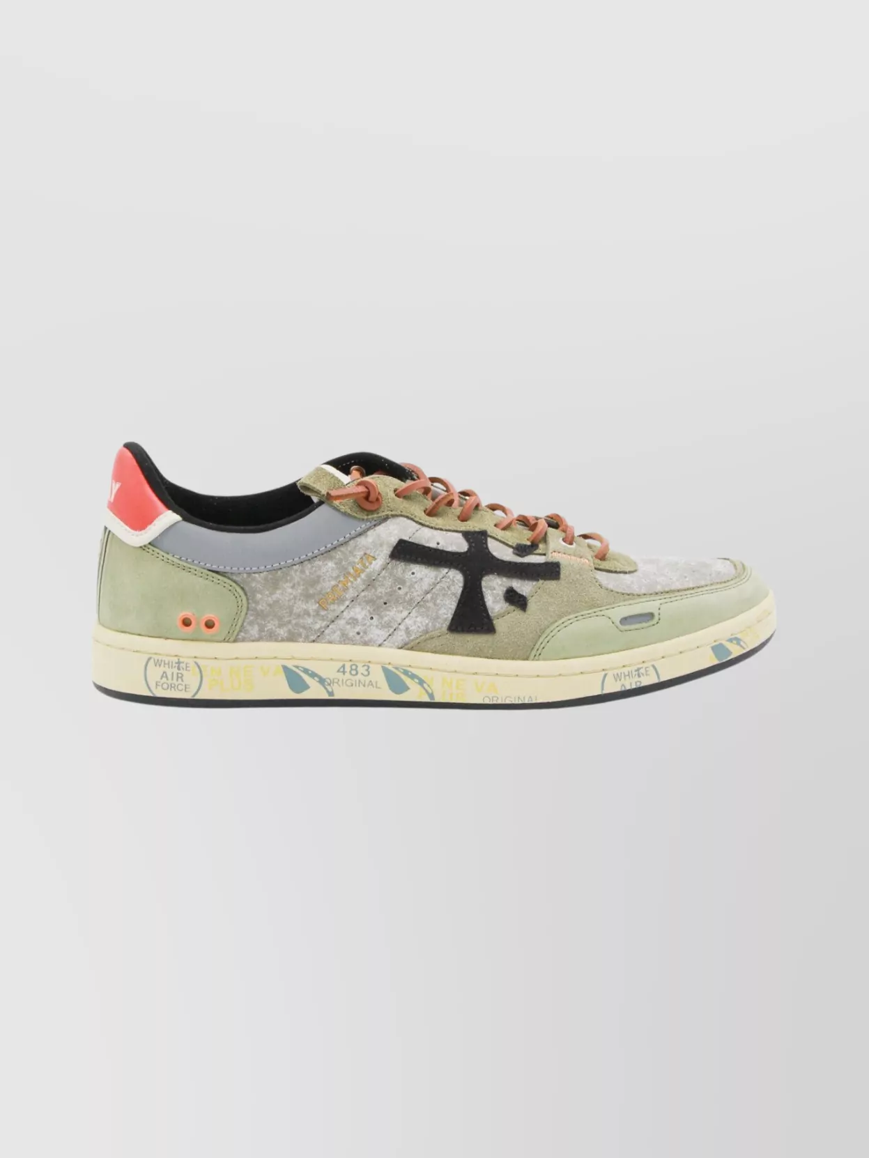 Premiata Suede Sneakers With Perforated Design And Contrast Tab