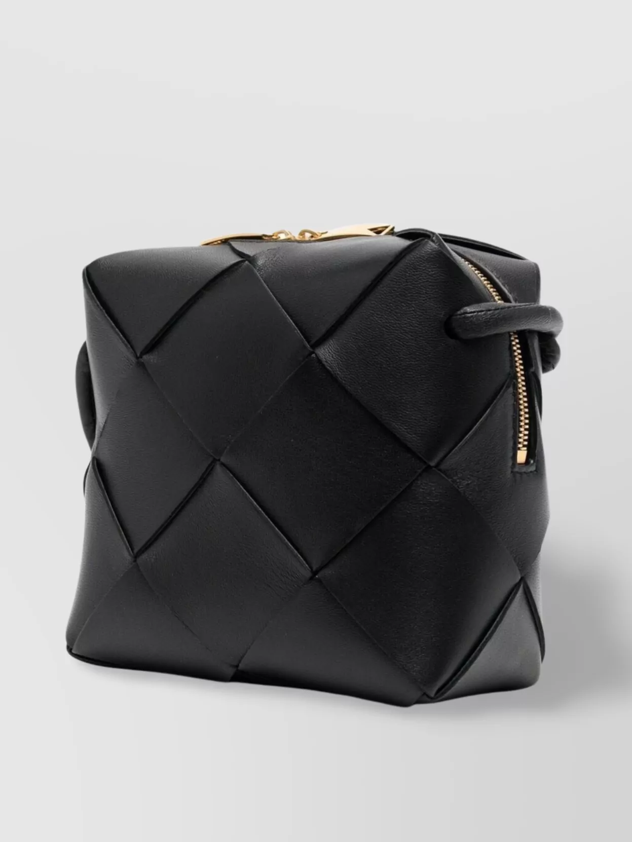 Bottega Veneta Small Camera Bag Woven Strap In Black