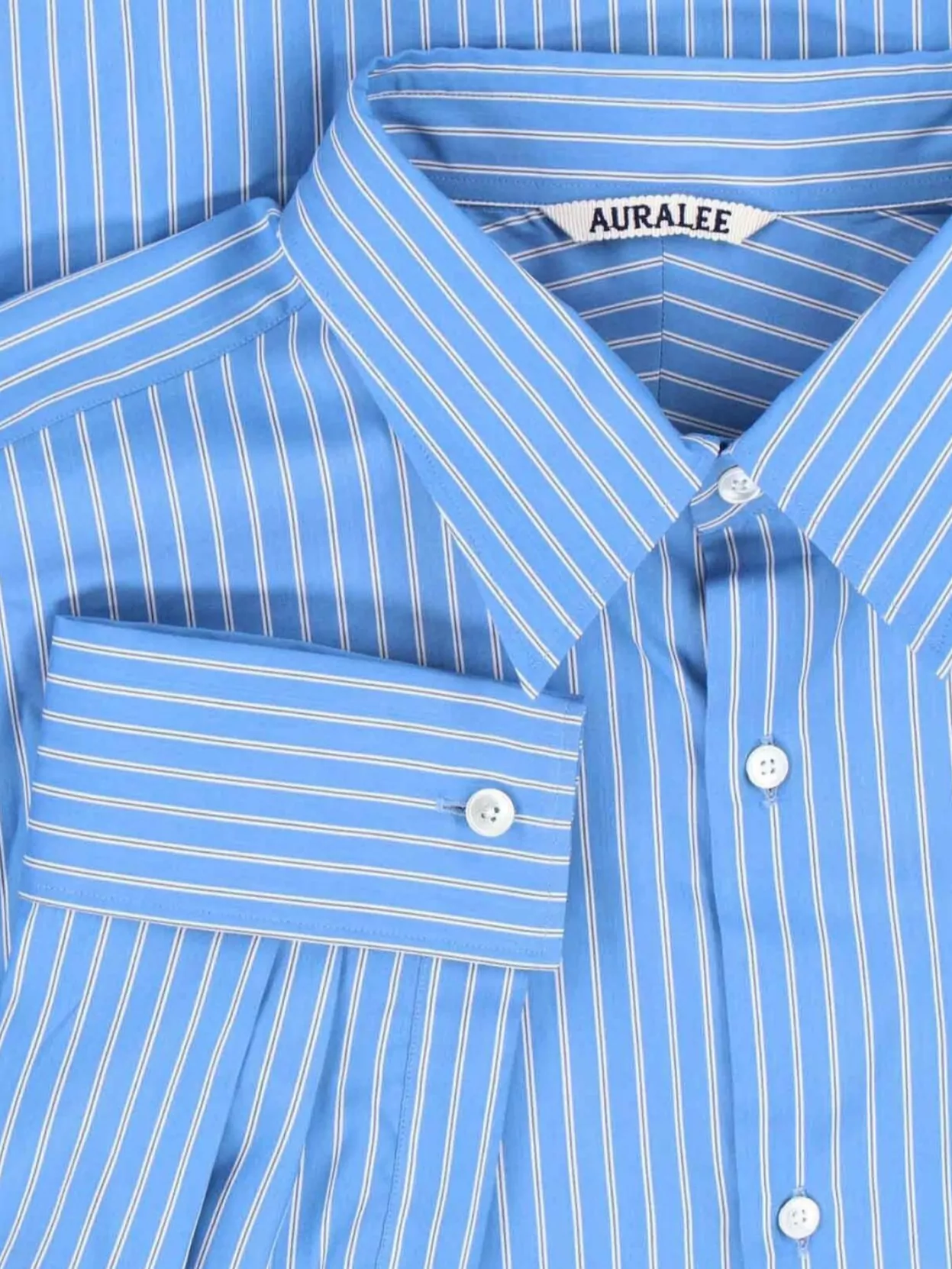 Auralee Striped Long Sleeve Button-down Shirt In Blue