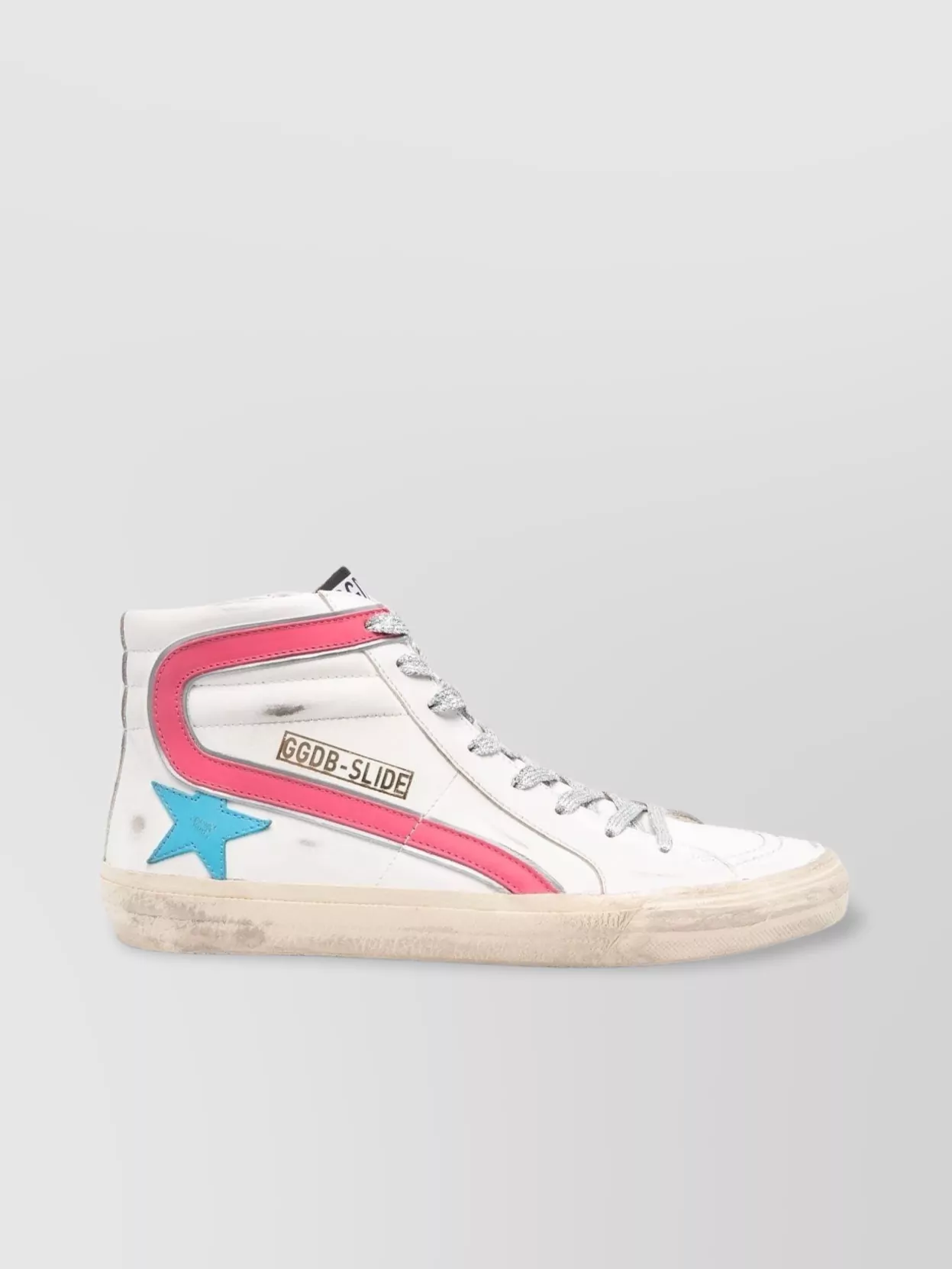 Shop Golden Goose Distressed Slide High-top Sneakers With Ankle-length Calf Leather In White