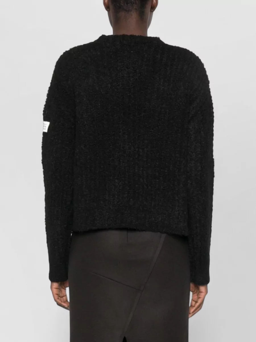 Mm6 Maison Margiela Bouclé Logo-Patch Cropped Sweater