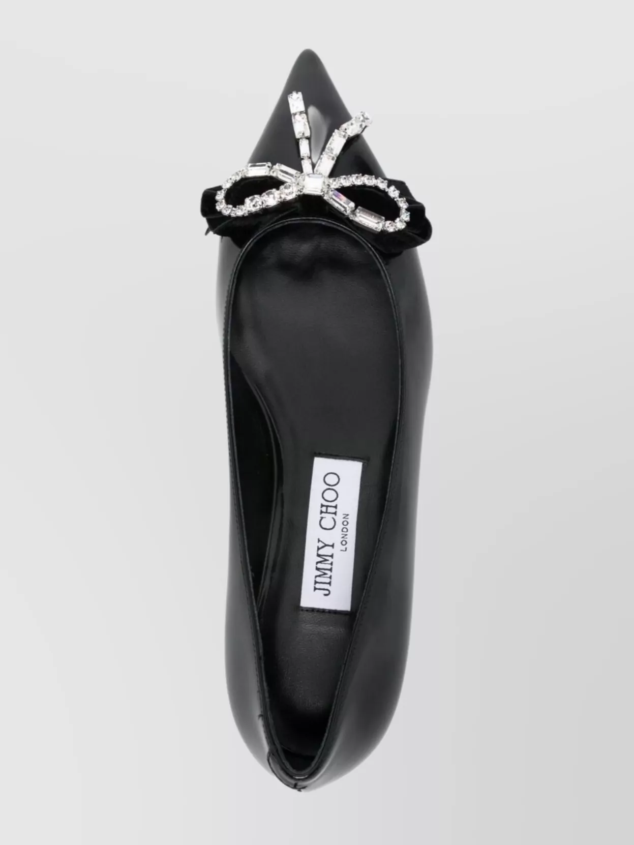 Jimmy Choo Leather Ballet Flats With Bow And Crystals