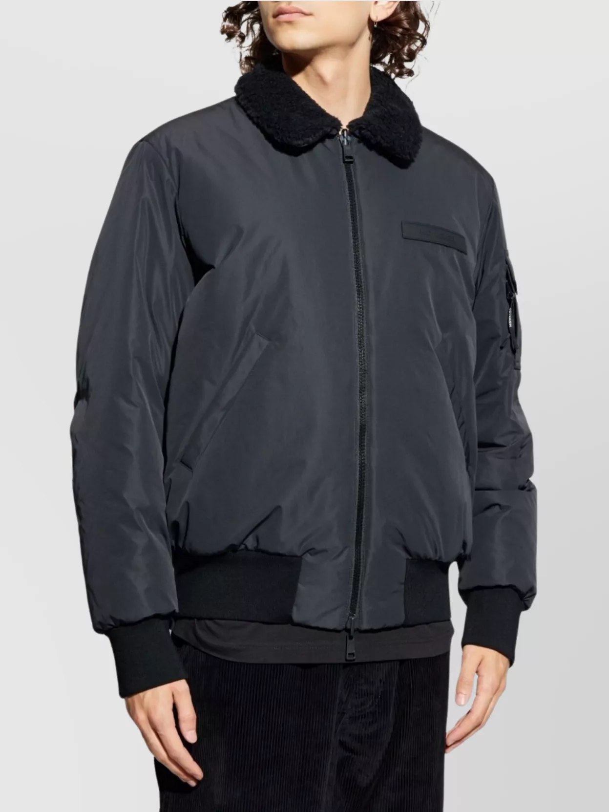 Moncler Short Jacket Featuring Shearling Collar