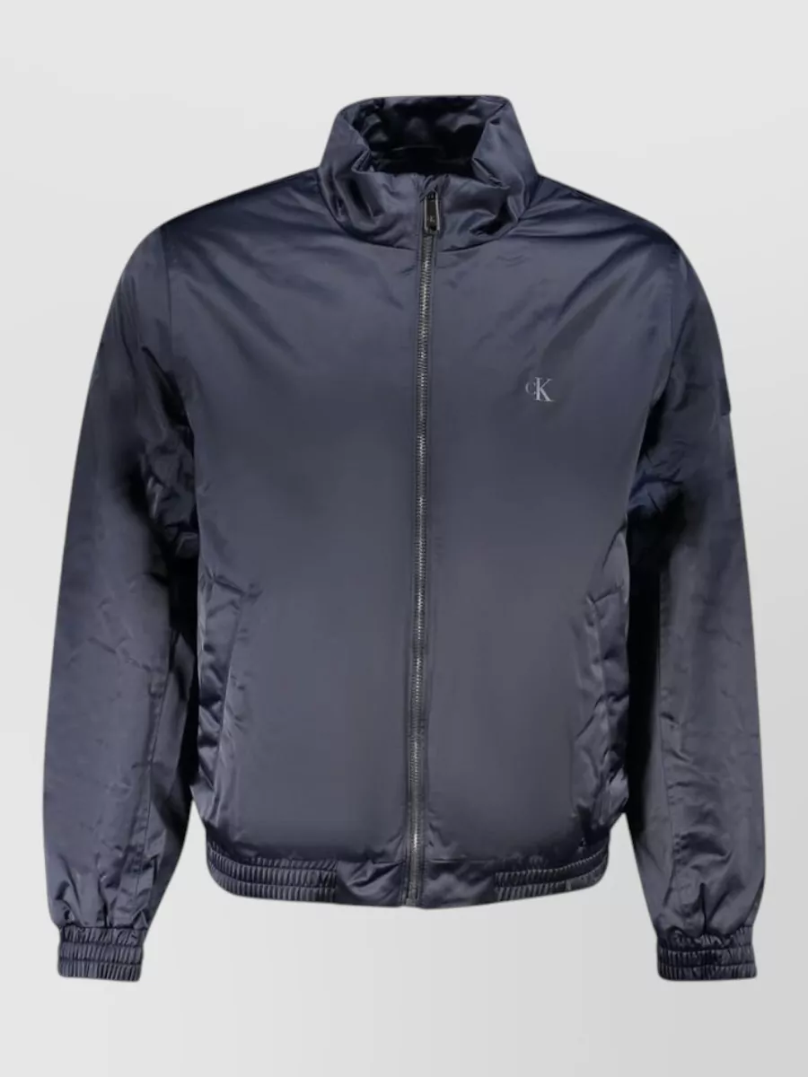 Calvin Klein ribbed-trim single-breasted jacket