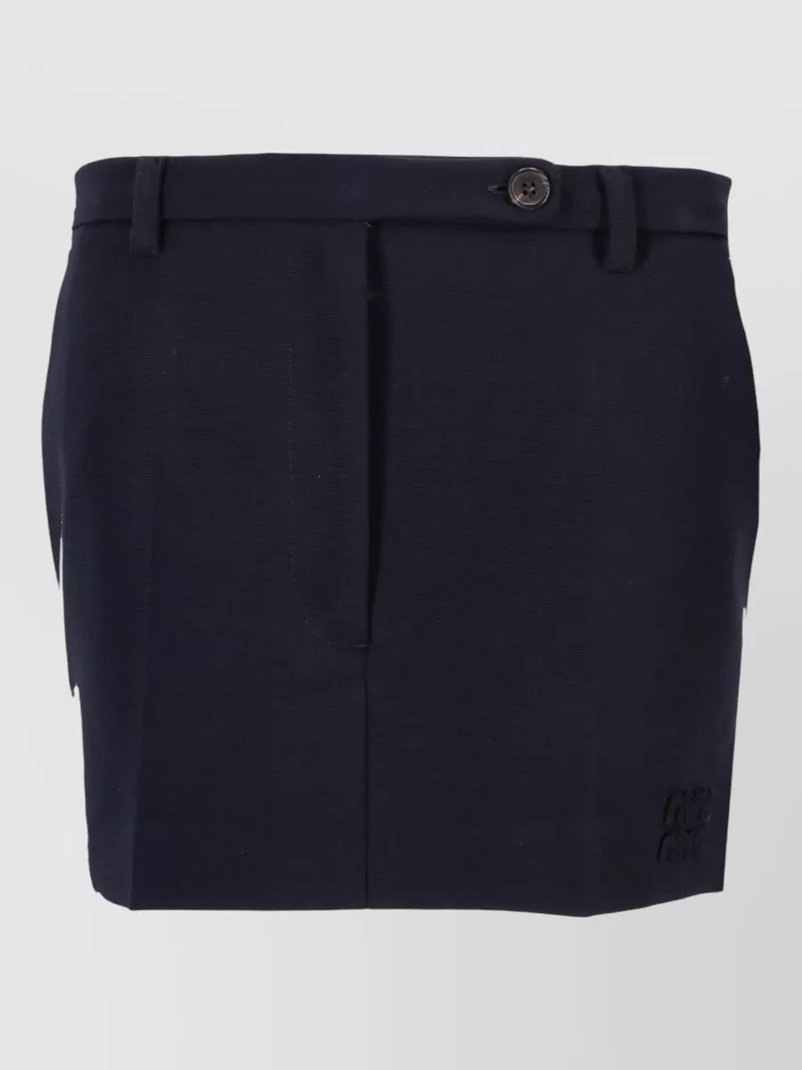 Miu Miu Knit Fabric Skirt Belt Loops Pockets Buttons