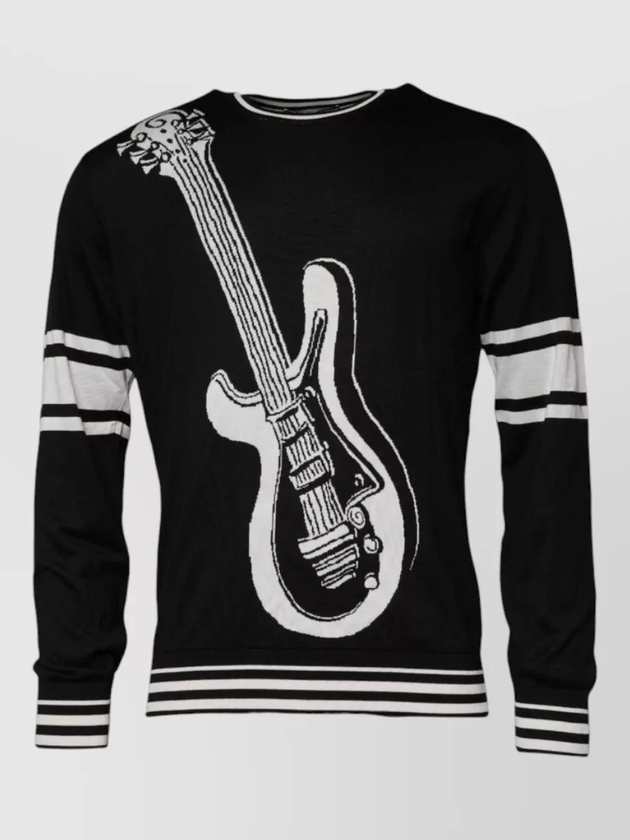 Dolce&Gabbana silk graphic crew neck long-sleeve t-shirt