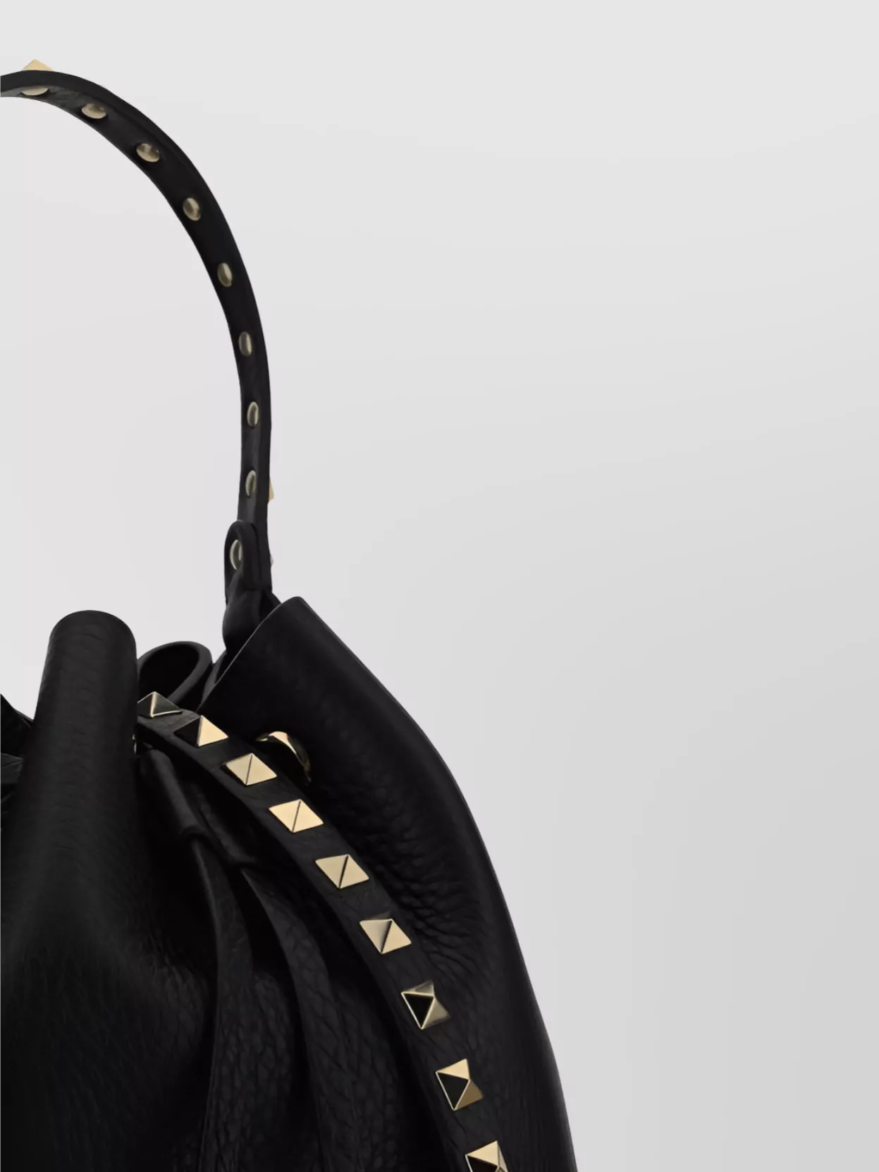 VALENTINO GARAVANI TEXTURED DRAWSTRING BAG WITH STUDS AND HANDLE