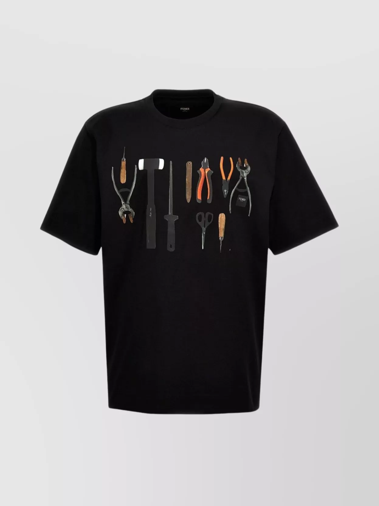 Shop Fendi Crew-neck Graphic Print T-shirt With Tools Motif