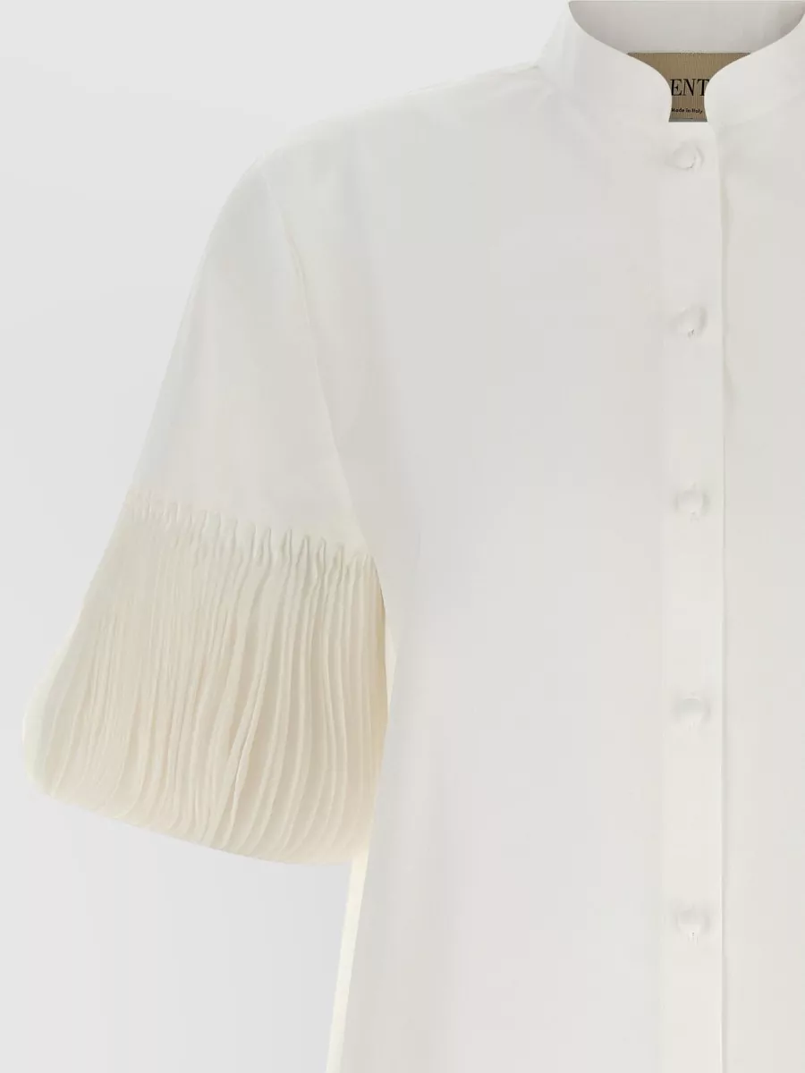 Valentino Garavani Embroidered Cotton Poplin Short Sleeve Blouse