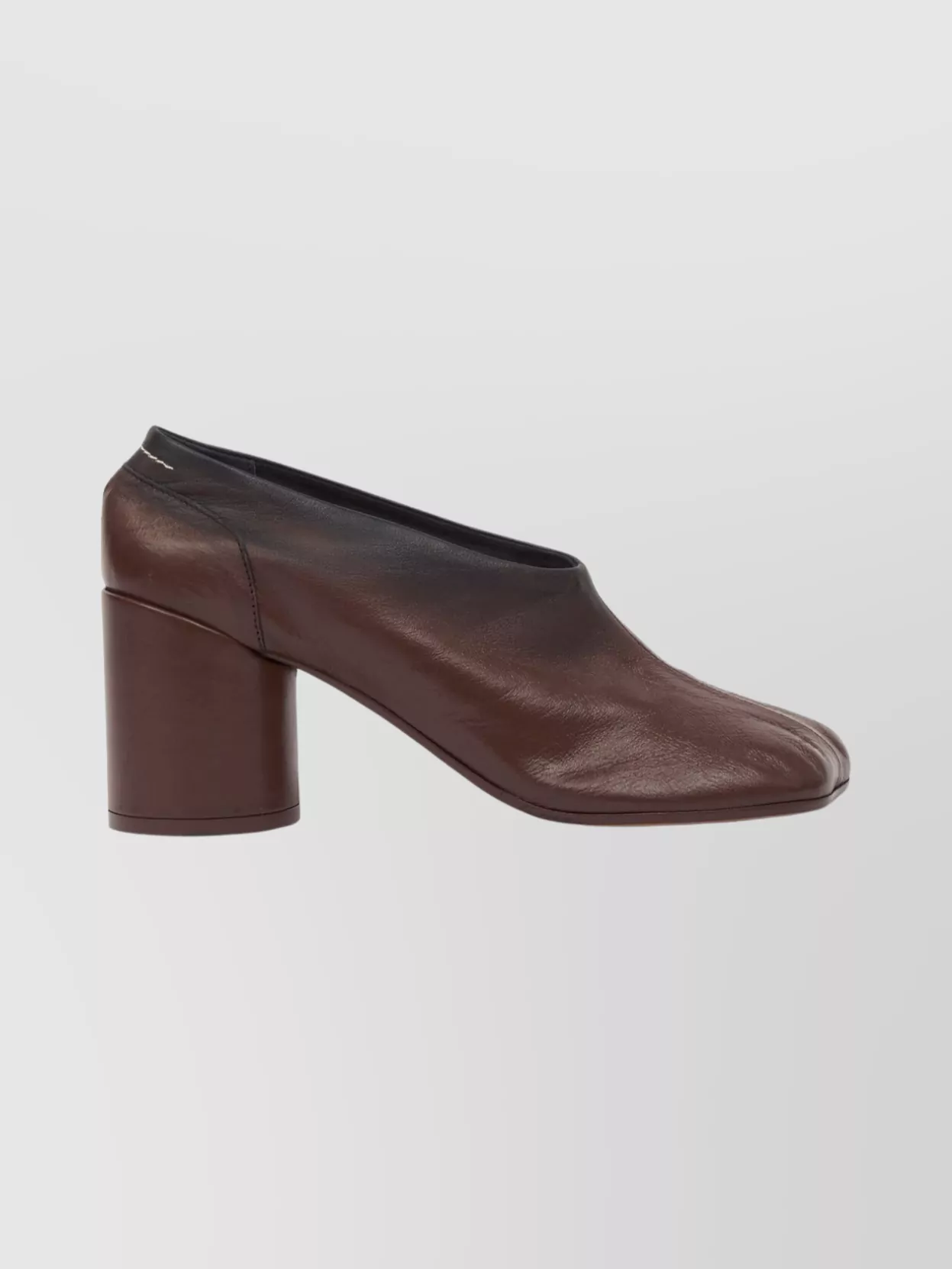 Mm6 Maison Margiela Block Heel Tabi Toe Leather Pumps