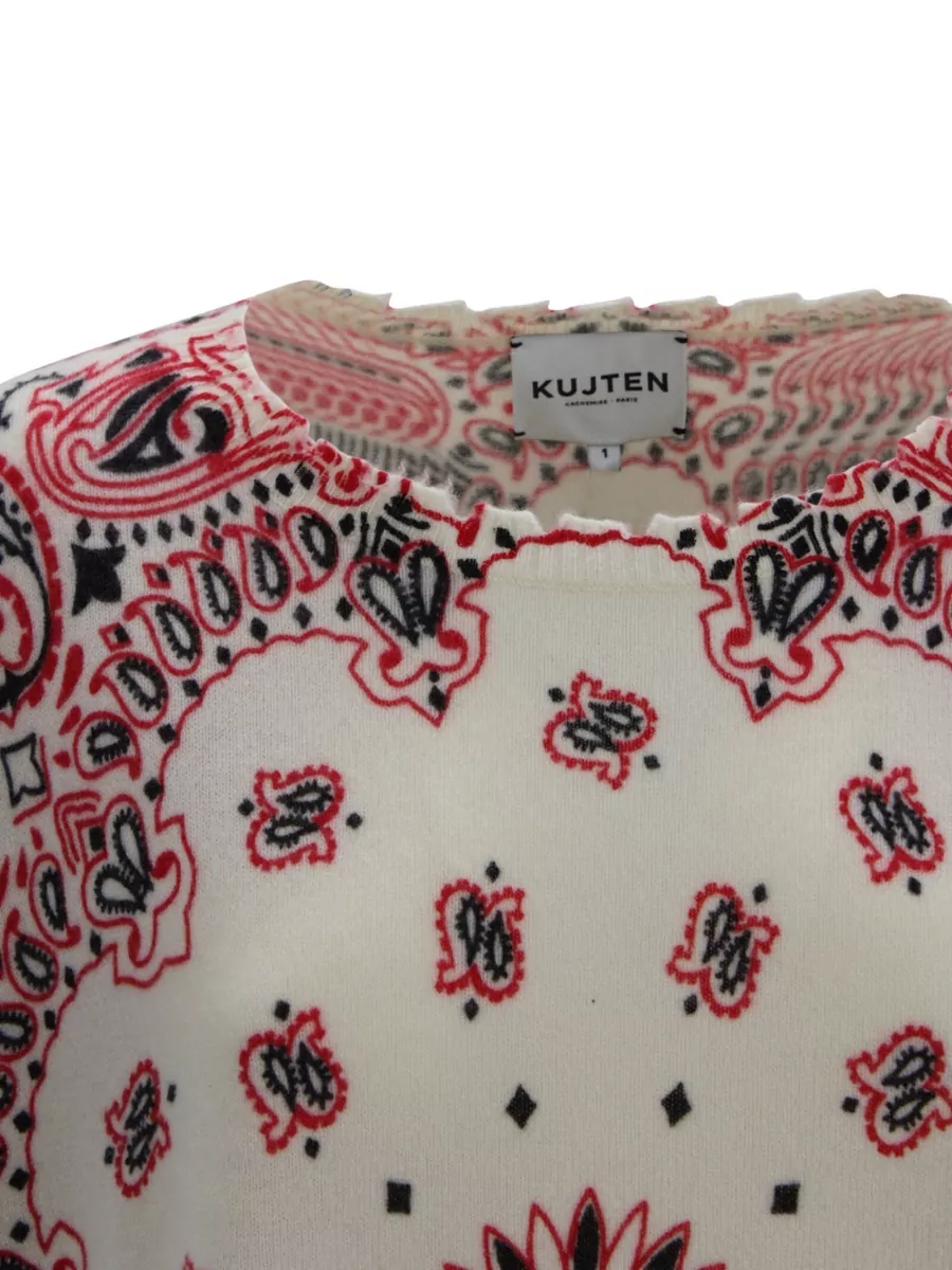 Kujten Cashmere Printed Crew Neck Sweater