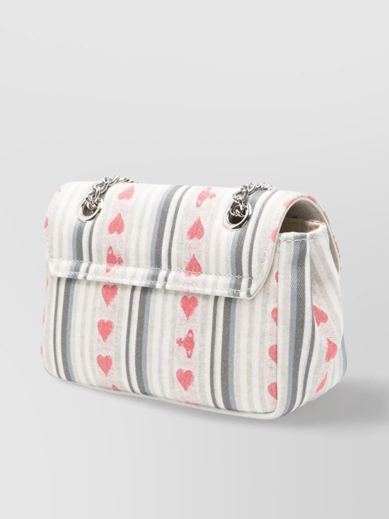 Vivienne Westwood Heart Stripes Jacquard Chain Strap Shoulder Bag