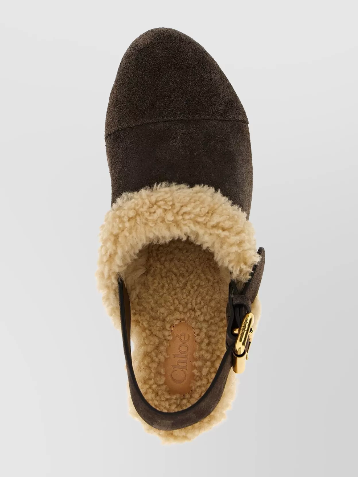 Chloé Round Toe Sandals With Shearling And Studs