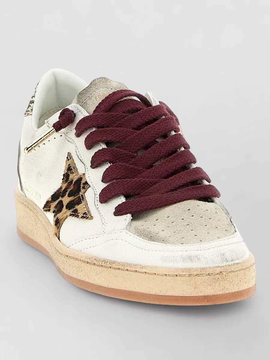 Golden Goose Ball Star Sneakers Leopard Emblem Glitter Heel