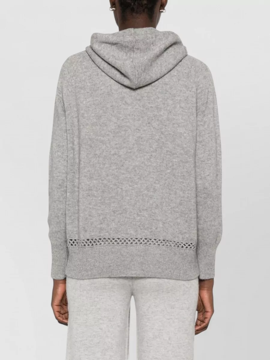 Ermanno Firenze Cashmere-Blend Floral-Embroidered Pointelle-Knit Hoodie