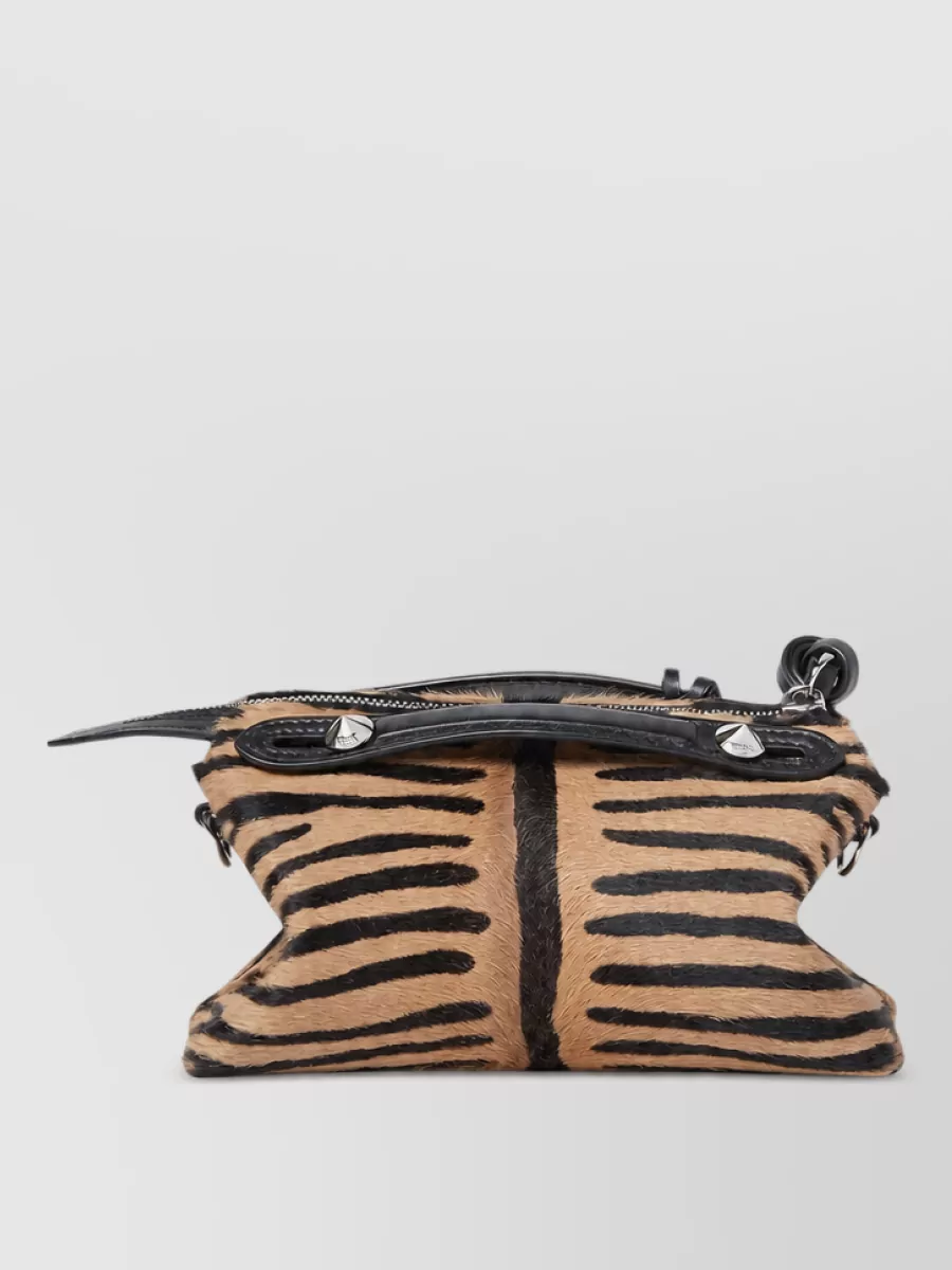 Fendi By The Way Mini Calf Hair Leather Tiger-Print Clutch Bag