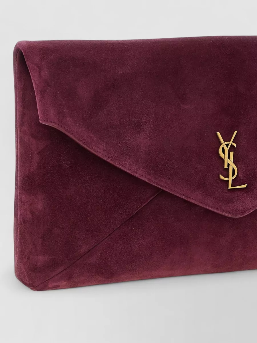 Saint Laurent Cassandre Maxi Suede Clutch Bag