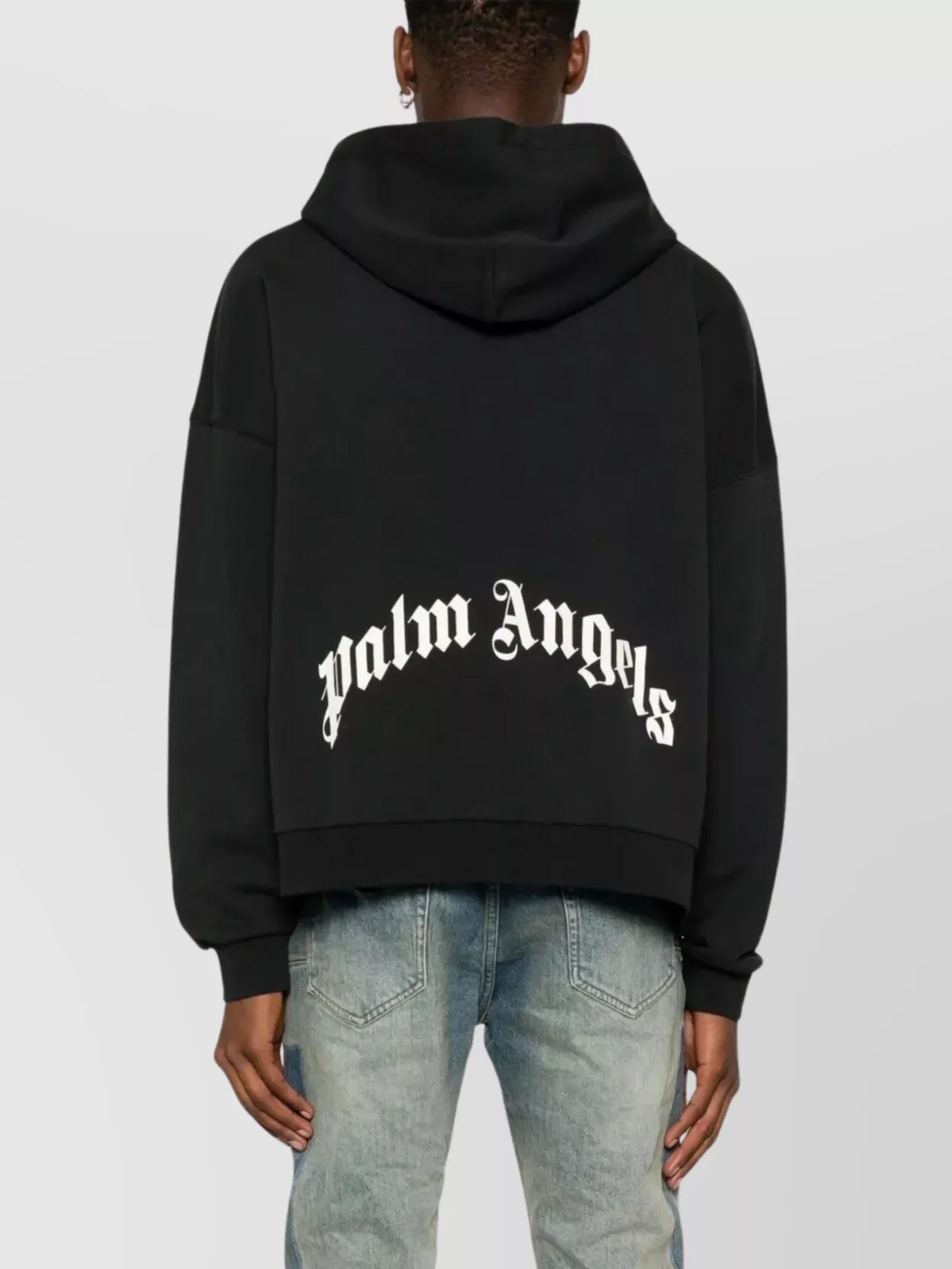 Shop Palm Angels Curved Logo Zipped Hoody