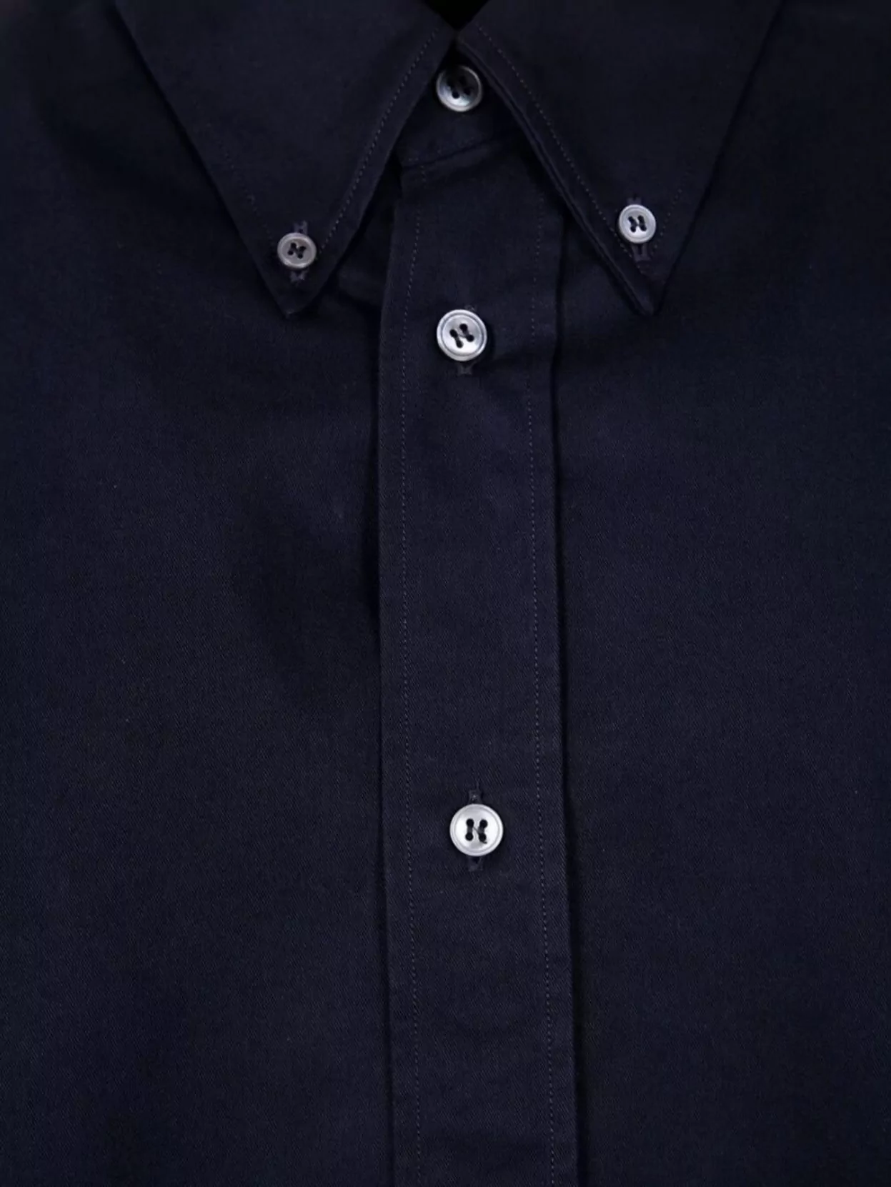 Studio Nicholson Collared Shirt With Buttoned Cuffs And Curved Hem In Blue