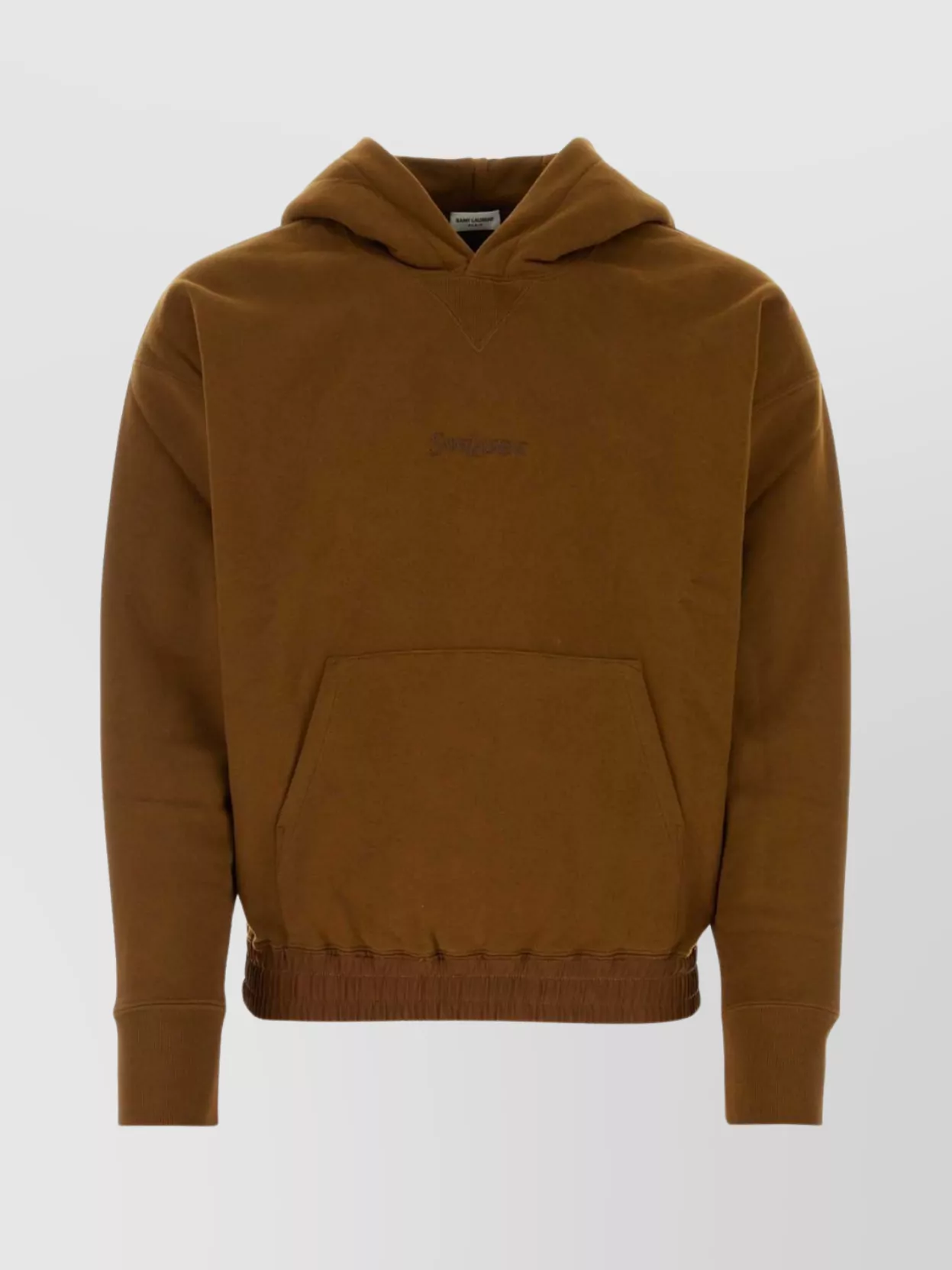 Saint Laurent Logo-embroidered Cotton Hoodie In Brown