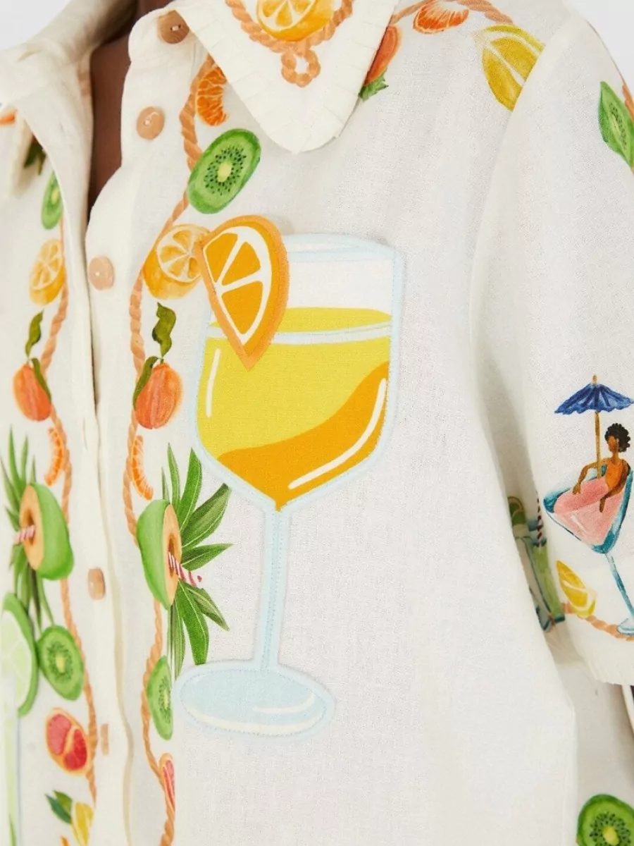 Farm Rio Embroidered Short-Sleeve Shirt