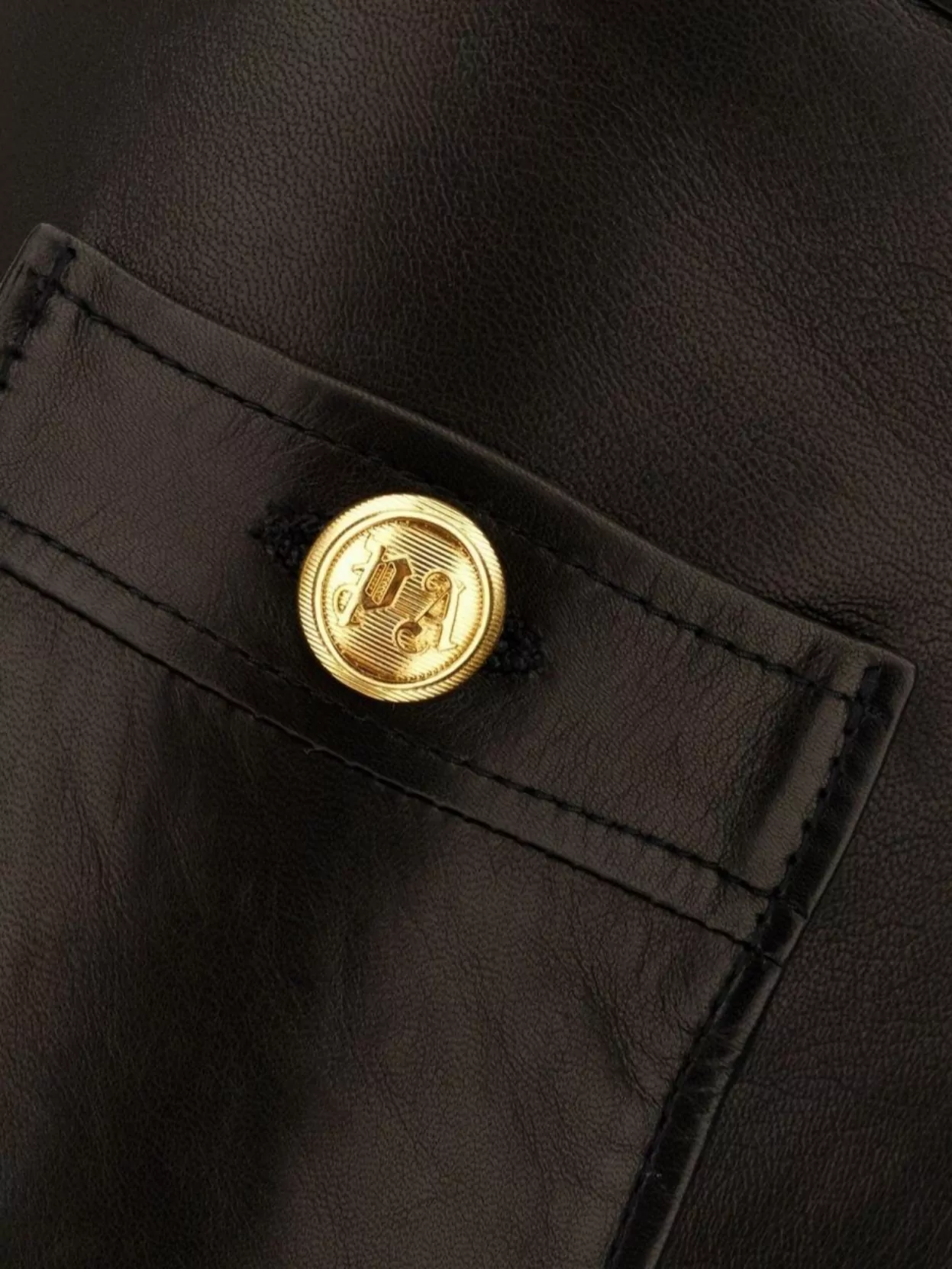 Shop Palm Angels Leather Flared Leg Trousers With Front Patch Pockets