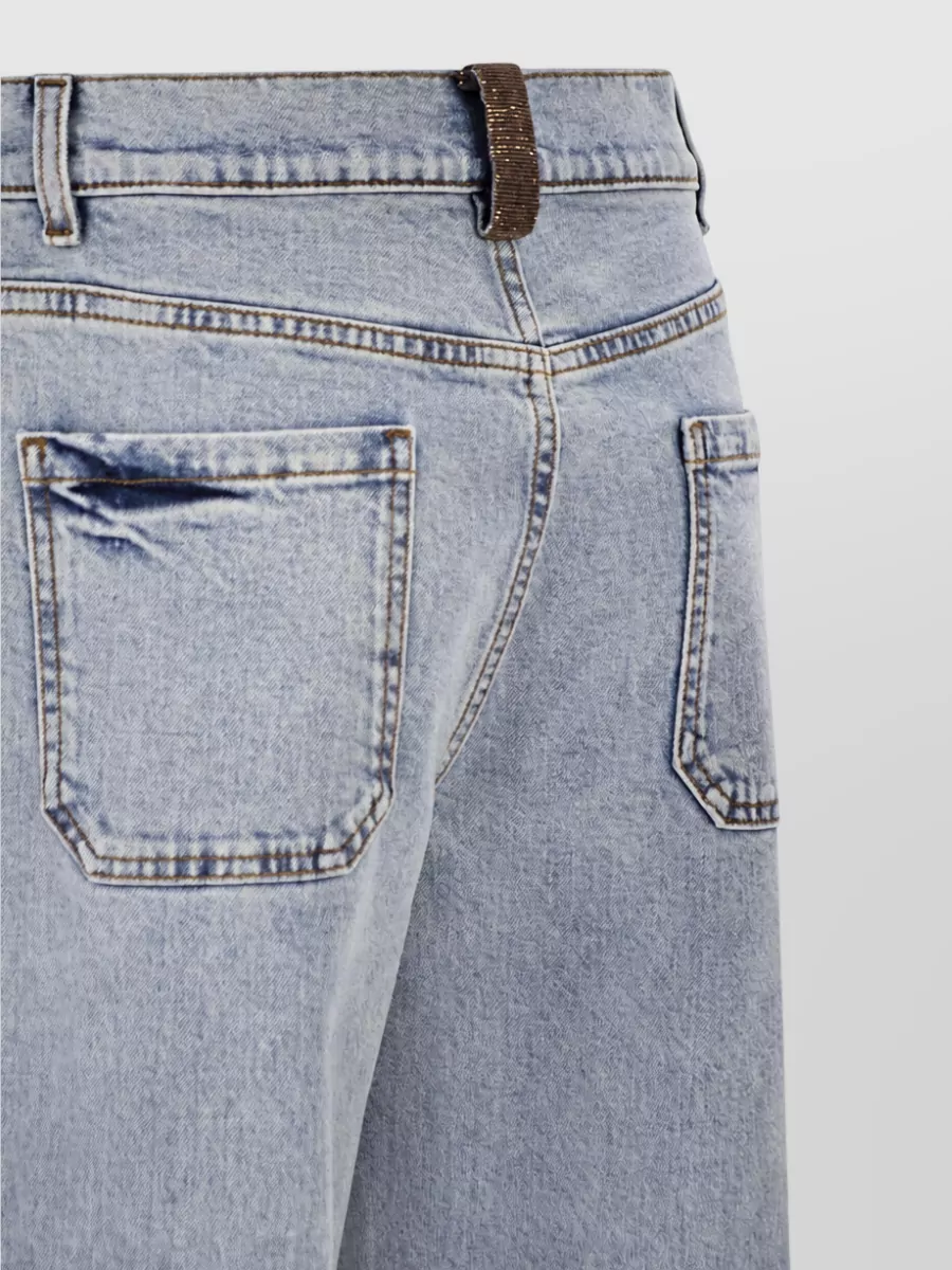 Fabiana Filippi Diamond-Embellished Denim Straight-Leg Trousers