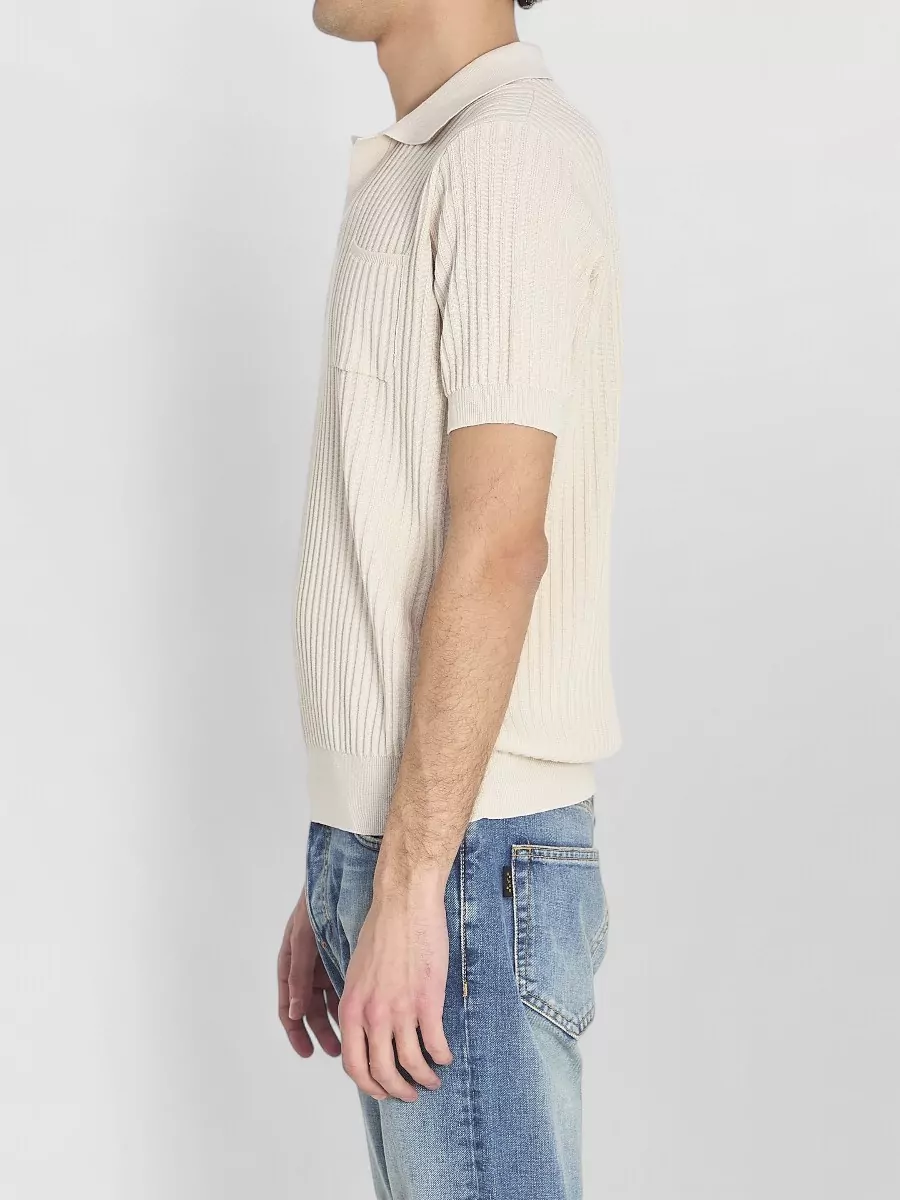 Roberto Collina Ribbed Cotton Short-Sleeve Polo Shirt