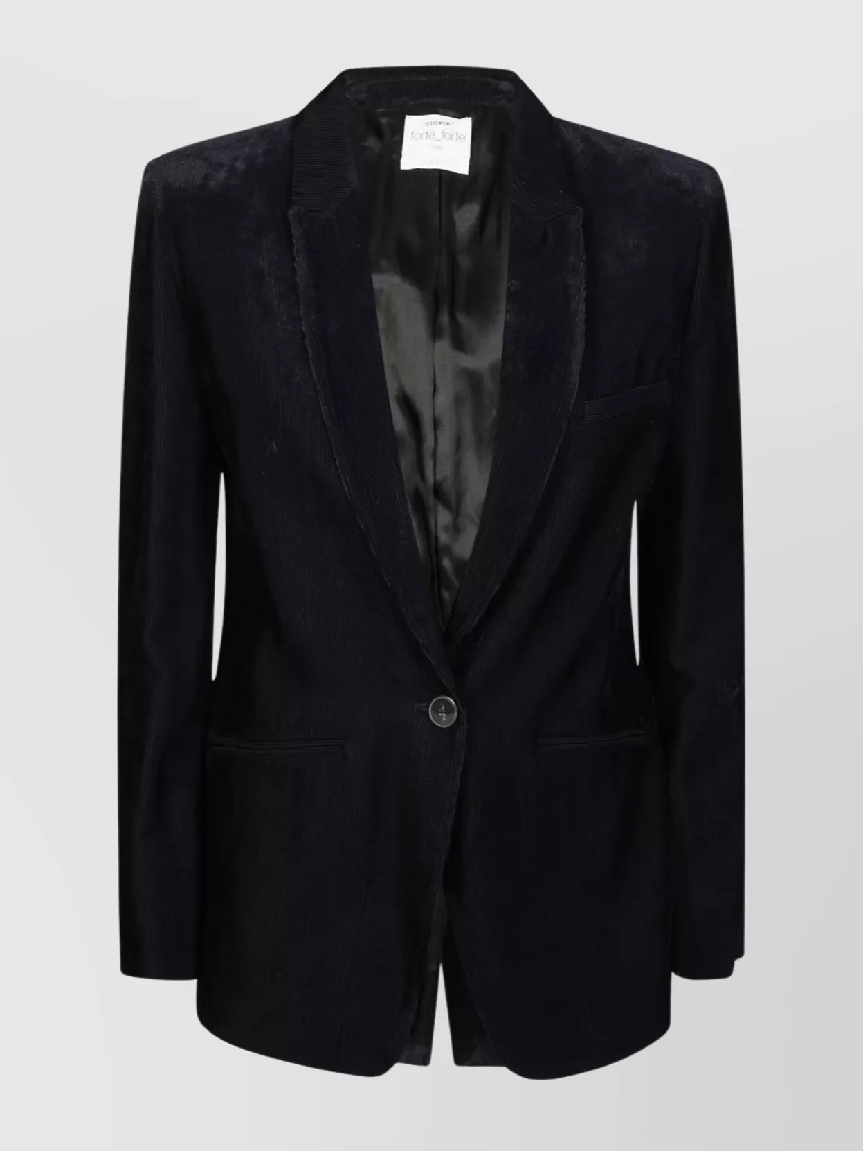 Forte Forte Velvet Blazer With Notched Lapel And Front Pockets In Black