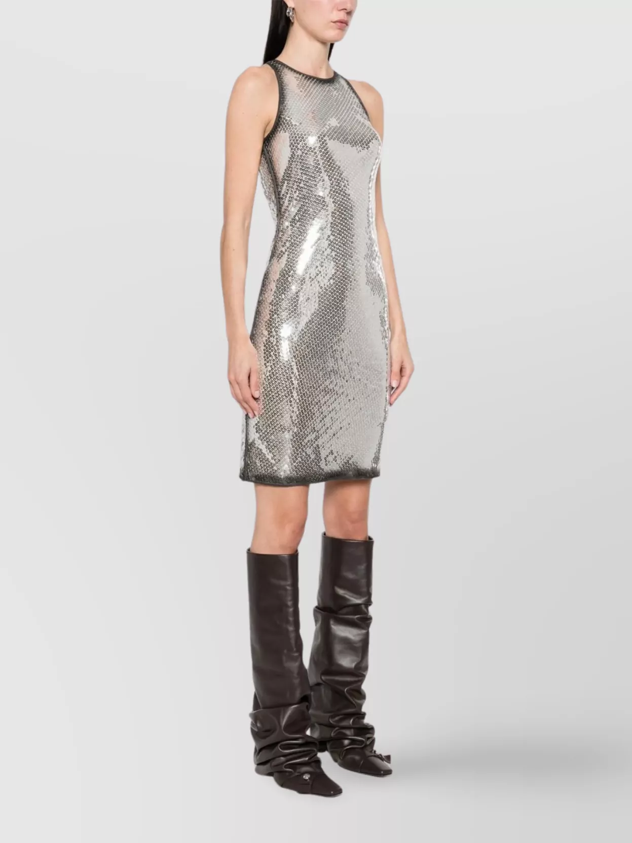 Shop Attico Mini Dress With Sequin Embellishment And Back Slit