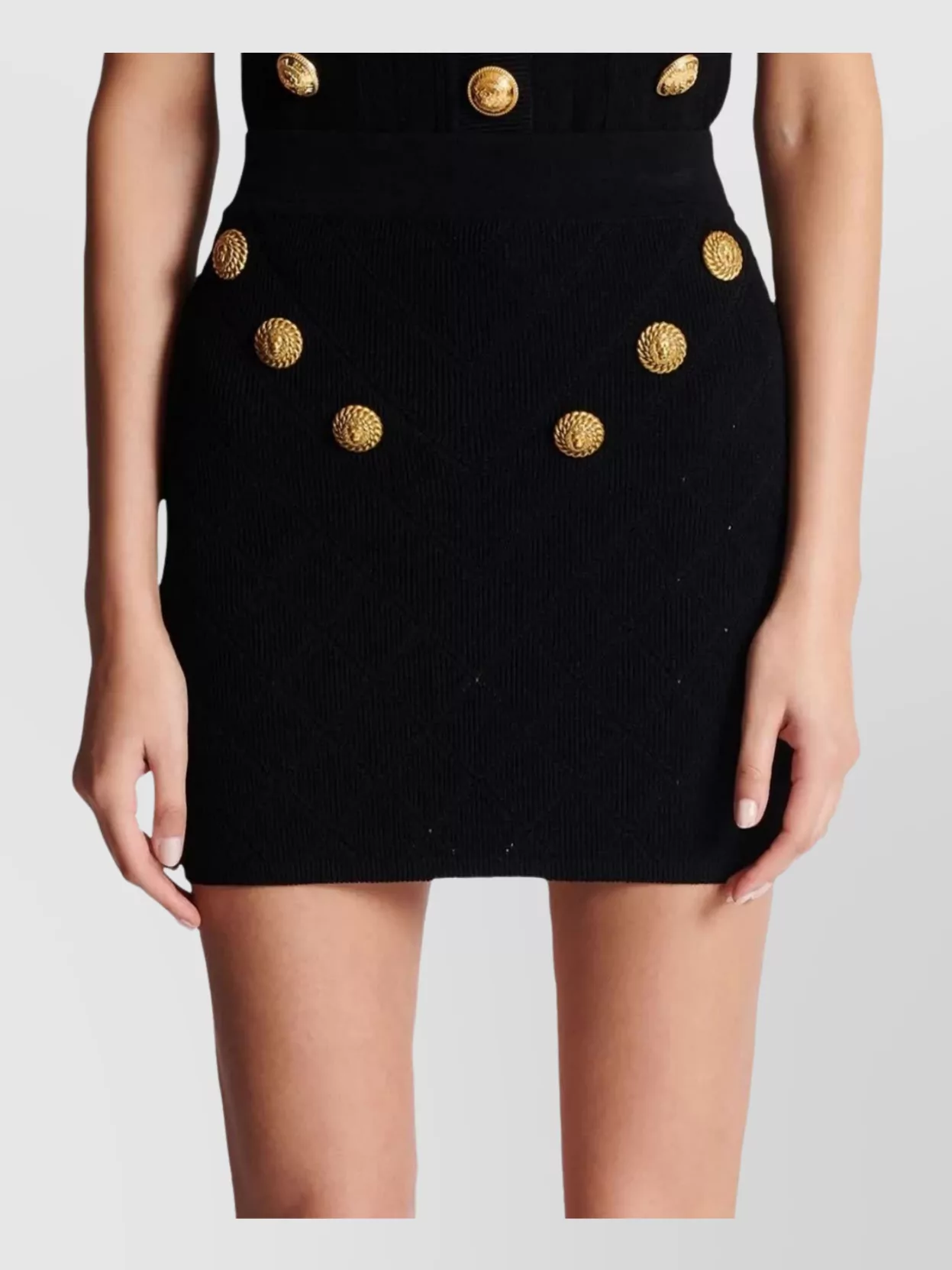 Balmain Knit Skirt With 6 Button Detail