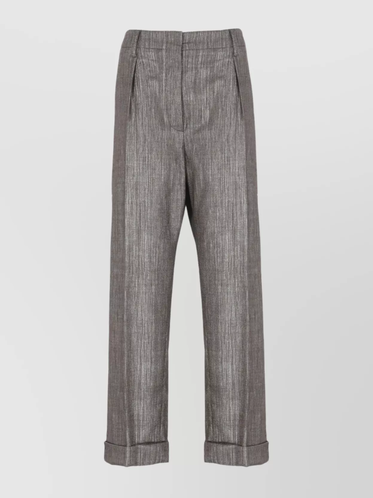 Brunello Cucinelli Wide Leg Trousers Pleated Front In Brown