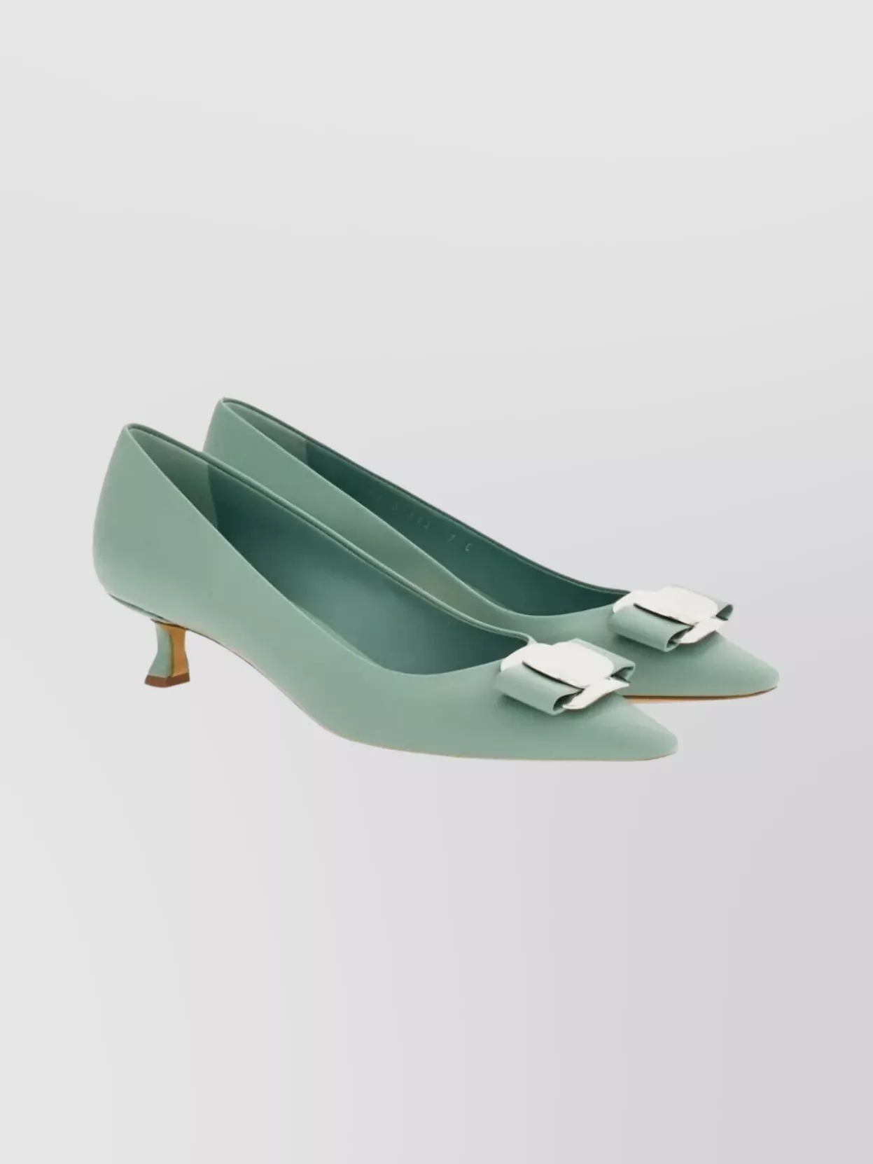 Ferragamo Zelma Pointed Toe Kitten Heel Pumps In Green