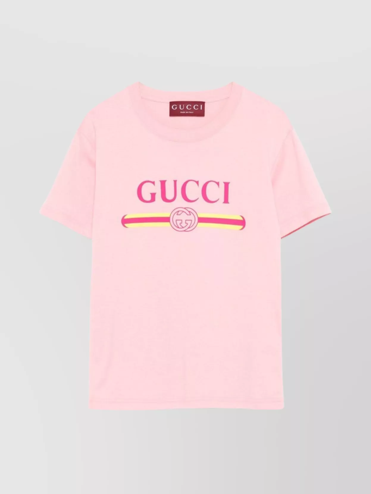 Gucci Women Pink Crewneck T-shirt With Logo Print On The Front In Cotton Woman In Pink