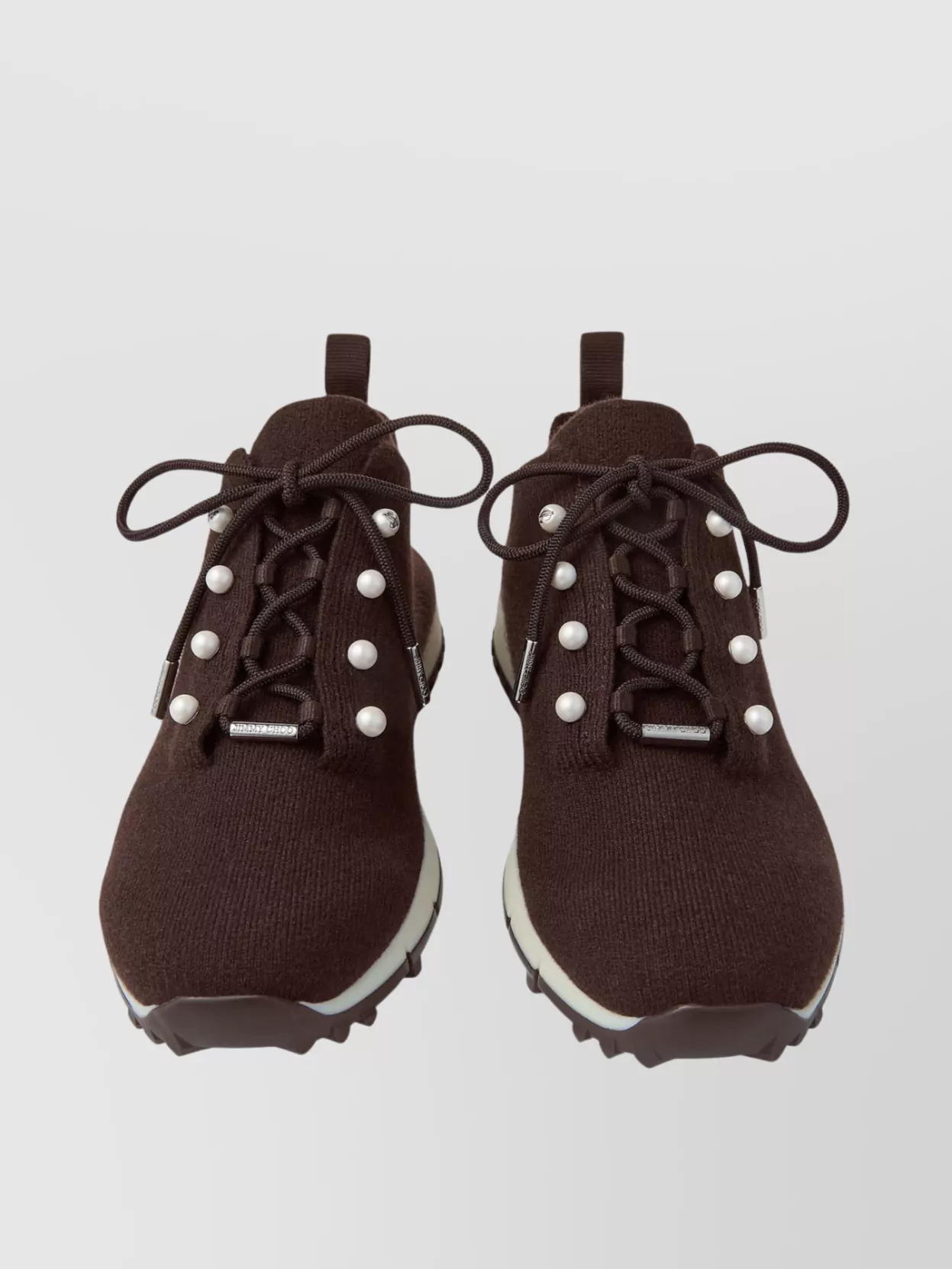 Jimmy Choo Knit Sneakers Pearl Embellishments
