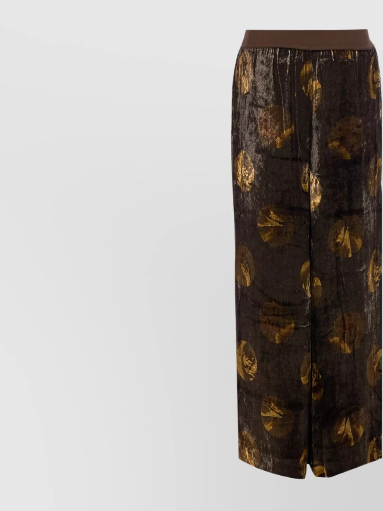 Uma Wang Wide Leg Velvet Trousers With Abstract Print In Brown