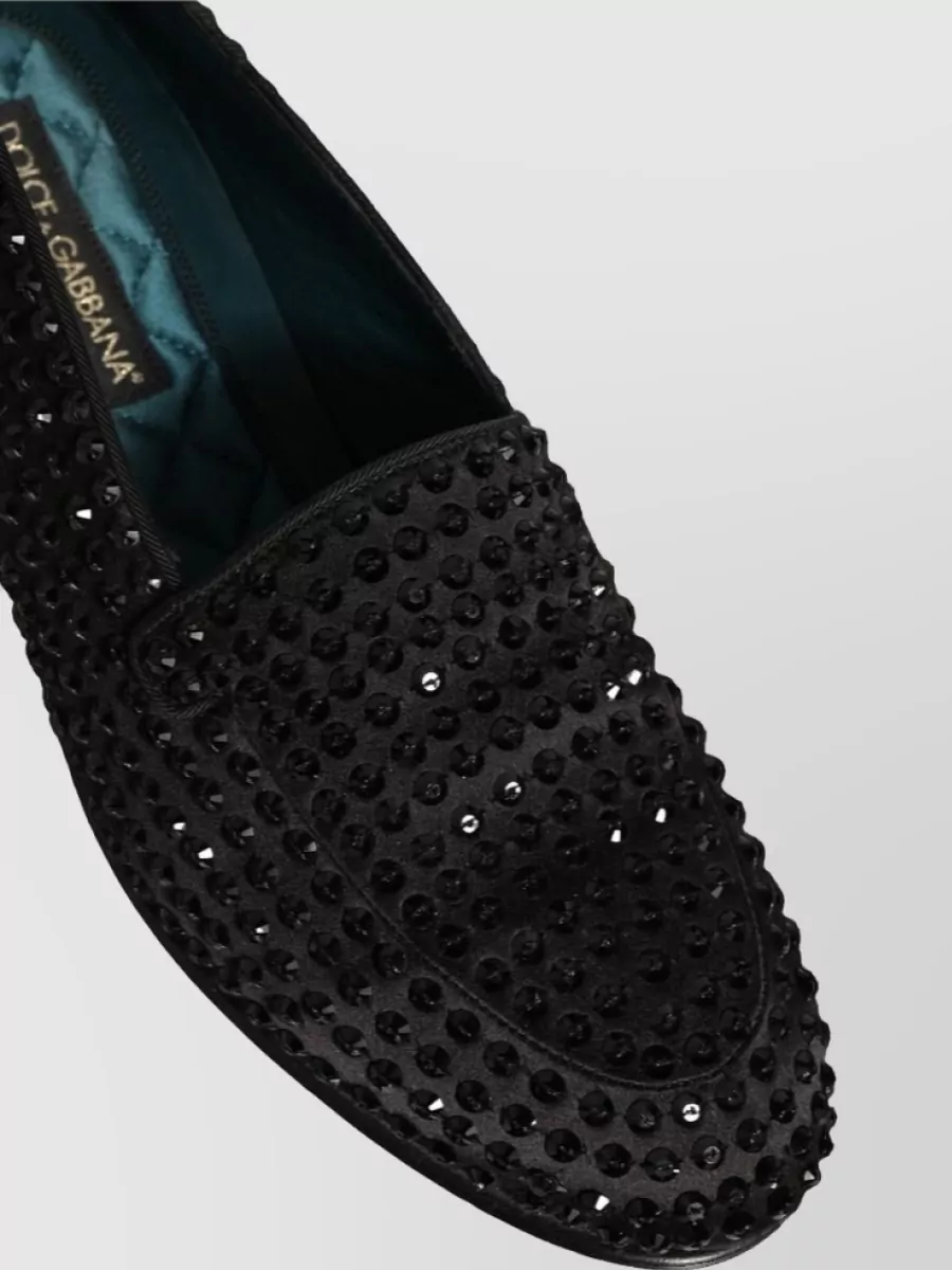 Dolce&Gabbana Leather Crystal Embellished Slippers