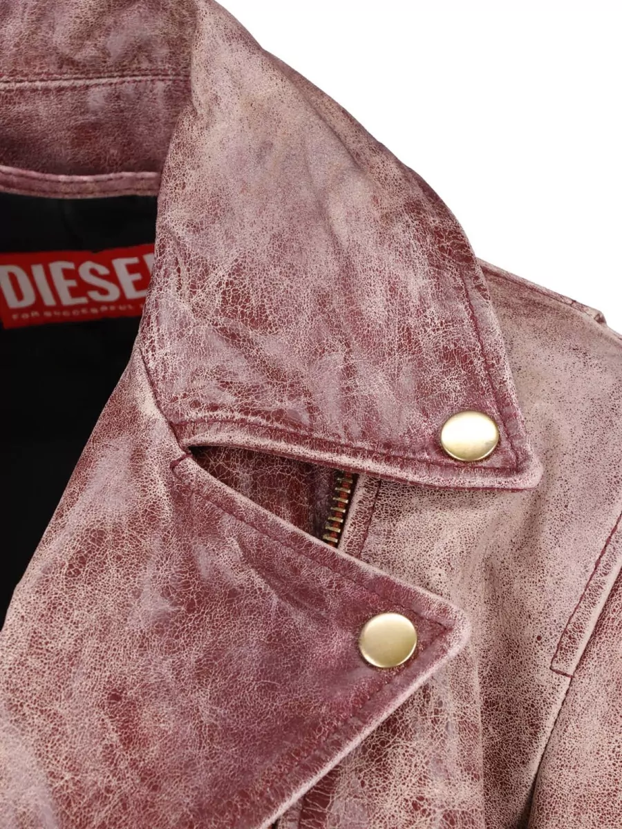 Diesel Textured Coat Zip Pockets Notched Lapels