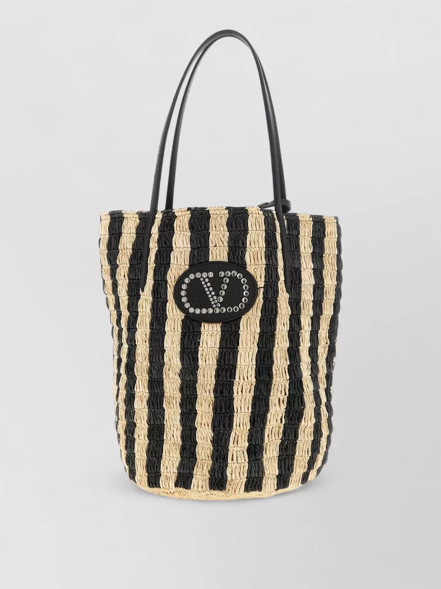 Valentino Garavani vlogo signature raffia striped tote bag