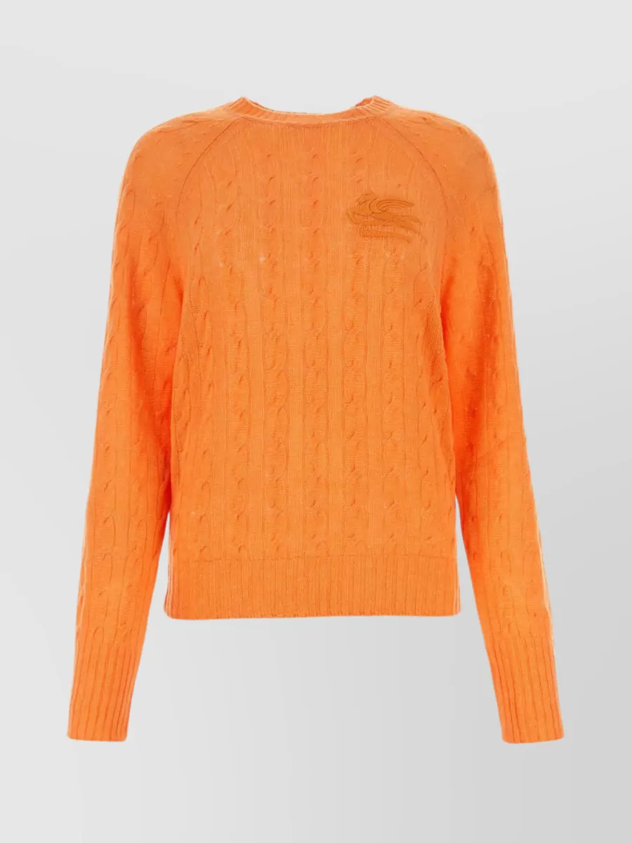 Shop Etro Ribbed Knit Crew-neck Sweater In Yellow