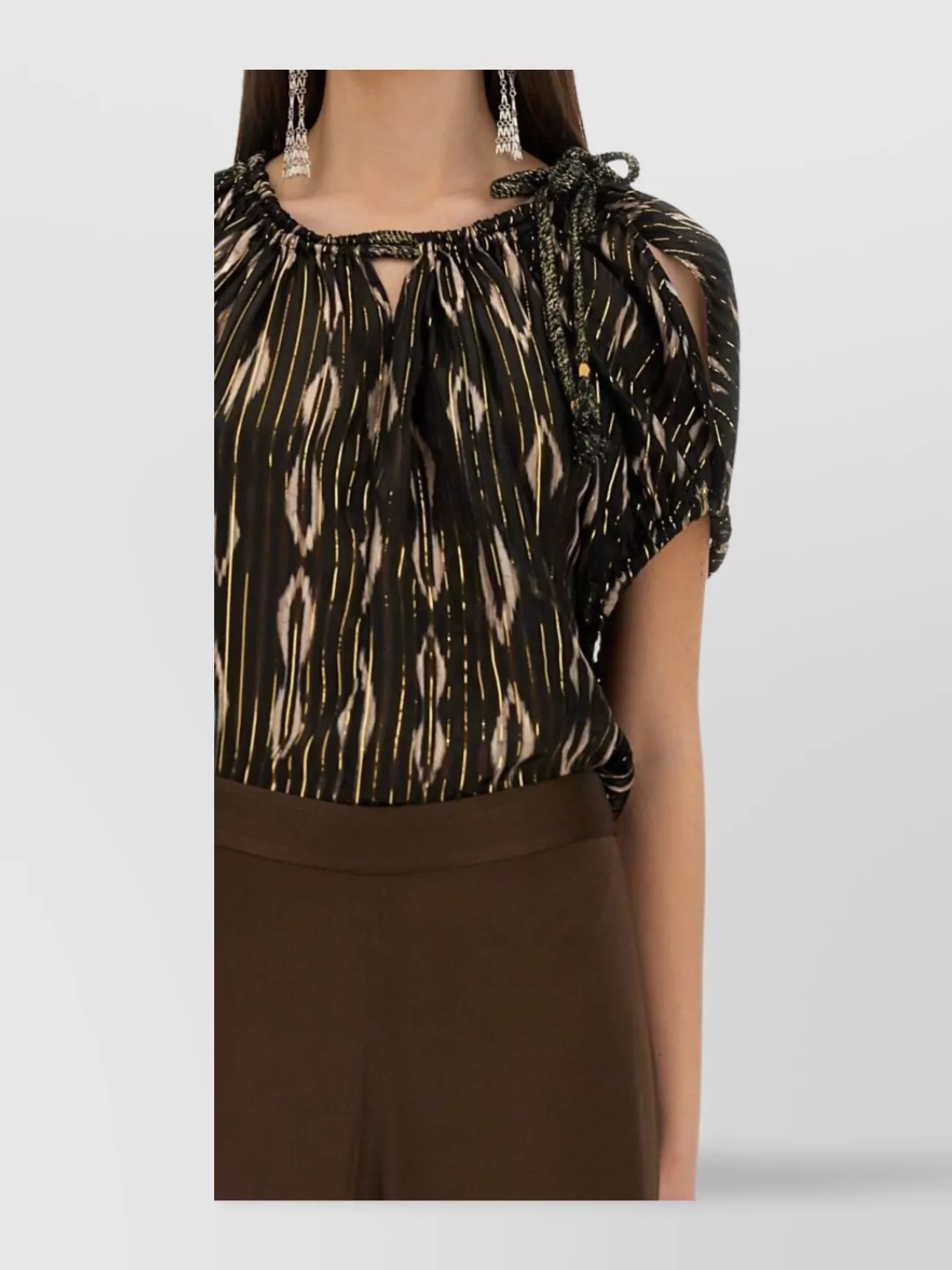 Isabel Marant "sonae" Abstract Pattern Gathered Neckline Top