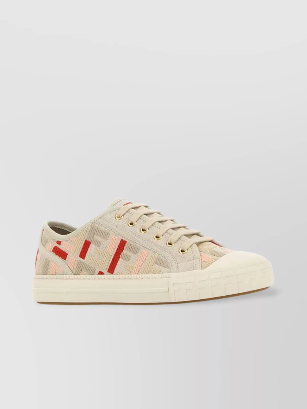 Fendi Canvas Domino Sneakers Featuring Low-top Silhouette